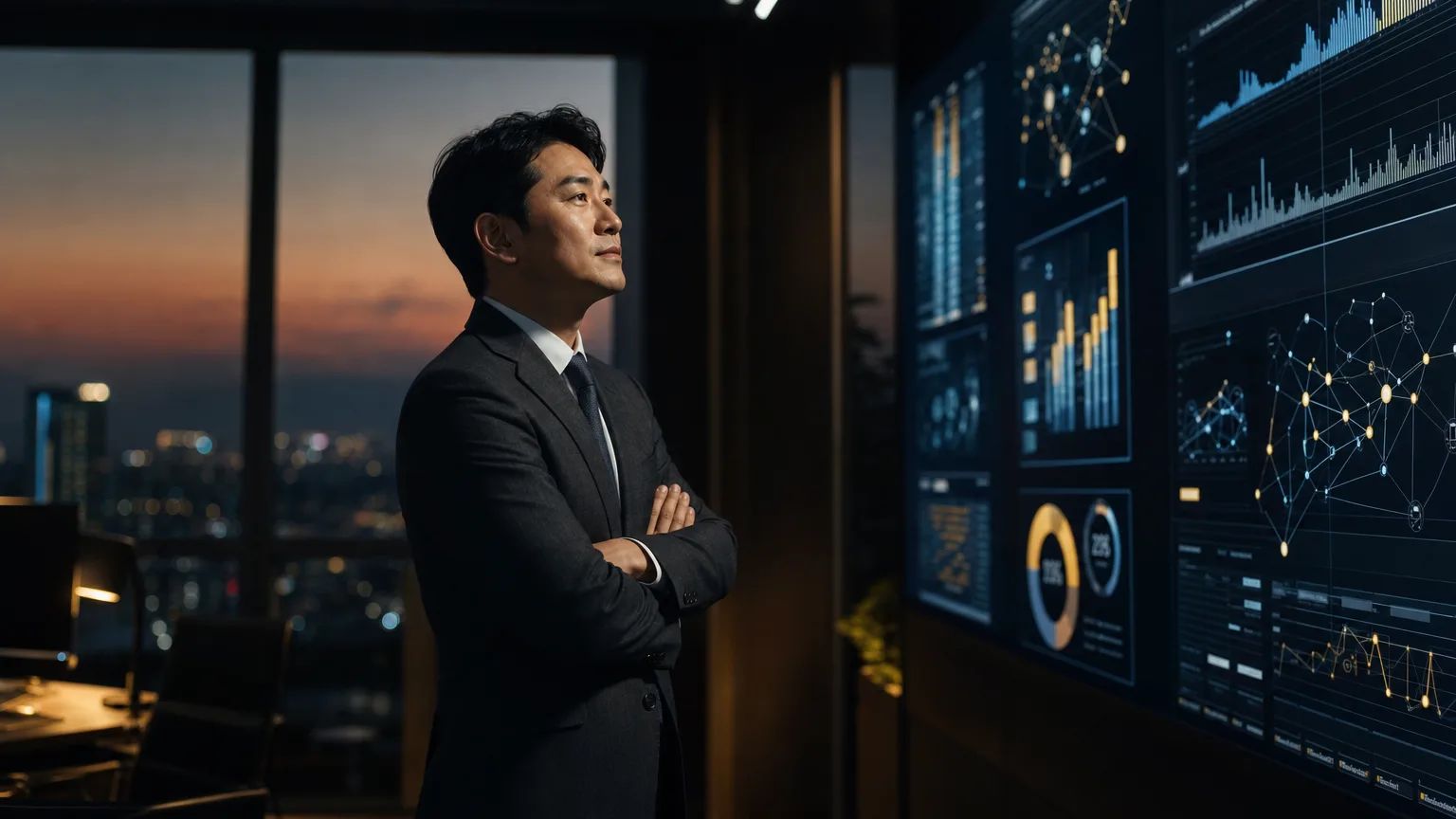 AI 대시보드를 바라보는 한국인 CEO
